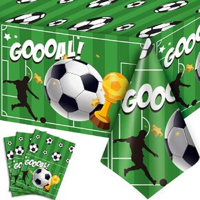 مفارش المائدة لكرة القدم ، 3 أجهزة كمبيوتر Soccer Party Tableth Set - Soccerball Party tableth ، أغطية طاولة كرة القدم وقطعة قماش المائدة لكرة القدم ، لزخارف حفلات كرة القدم وزينة عيد ميلاد كرة القدم