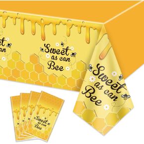 زخارف استحمام الطفل - 4 أجهزة كمبيوتر نهر Bee Bee tableoth للاستحمام الطفل ، والكشف عن الجنس وعيد ميلاد الأطفال - المائدة البلاستيكية ، 51 × 86 بوصة