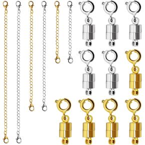 WYOMER Magnetic Necklace Clasps and Necklace Extender, Gold and Silver Plated Bracelet Converter Clasp,Suitable for Necklaces Chain Extender