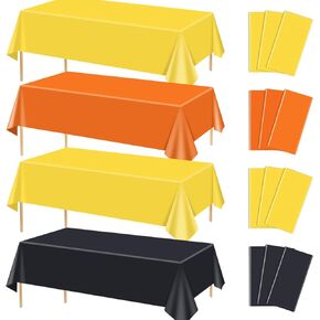مفارش المائدة لحفل البناء ، البلاستيك القابل للتصرف الأسود الأصفر البرتقالي tablecloth مستطيلات المائدة المستطيلات لصبي الأطفال البناء موضوع عيد ميلاد الحفارات الحزب ديكور الجدول (4)