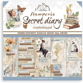 Stamperia International KFT Create Happiness Secret Diary Paper Pad 10 Sheets, Multicoloured, 20.3 x 20.3 (8"" x 8""), SBBS103