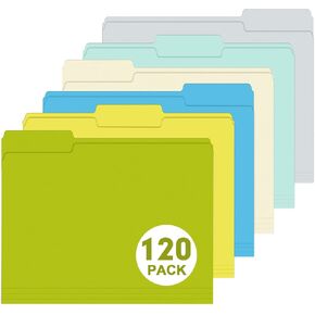 مجلد الملفات ، Herkka 120 Pack 1/3 Cut Tab Bolders ، حجم الحروف ، 6 ألوان متنوعة ، مجلدات ملفات ملونة رائعة لتنظيم وتقديم