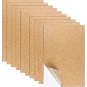 10 PCS Self-Admive Cork Sheets 11.81 × 11.81 بوصة ، 1 مم (0.04 بوصة) ، نسيج الفلين للوقود ، زينة الجدران ، الحرف اليدوية ، حفل زفاف ، بطانة درج ، دعم لاصق