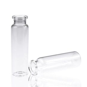 ALWSCI Screw Top Headspace Vial, 10 ml Precision Thread Vial, Borosilicate Clear Glass, Rounded Bottom, 18 mm Magnetic Precision Open Top Screw Cap with Blue PTFE/White Silicone Liner, Pack of 100