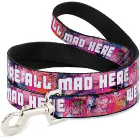 Buckle-Down Pet Leash - Transparent Cheshire Cat Poses WE'RE ALL MAD HERE - 4 Feet Long - 1" Wide
