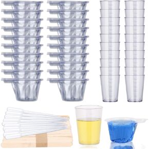 Gartful 280PCS Resin Mixing Cups Kit for Beginner, 20 Packs 30ml Plastic Graduated Cups, 200 Pack 40ml Disposable Measuring Cups, 10 Pack 15ml Droppers, 50 Pack Wooden Stir Sticks for Jewelry Making