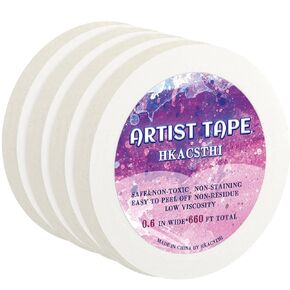 HKACSTHI Artist Tape Masking Tape White Drafting Tape White Artist Tape Watercolor Tape for Painting (0.6 inches)