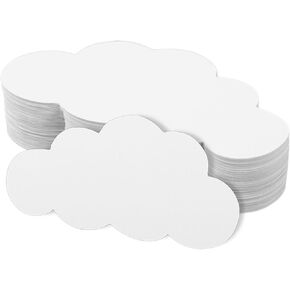 100pcs White Cloud Cutouts, Thick Paper Cloud Shapes Die Cut Out Double Sided Wall Decoration Craft Wallpaper Classroom Decoration for Bulletin Board Nursery Room