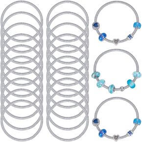 SUNNYCLUE 1 Box 20Pcs Silver Snake Chain Bracelet Expandable Bangles Bulk Metal Alloy Spring Adjustable Friendship Wire Ring Cuffs Chains for Jewelry Making Bracelets DIY Crafts Women Accessories