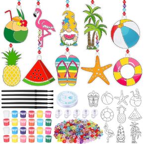 Yaomiao 30 مجموعات Summer Suncatchers Window Art Art Kits Diy Ice Cream Sun Casher Crafts Bulk Paint Window الخاص بك معلق الحلي لفصول عيد ميلاد المنزل.