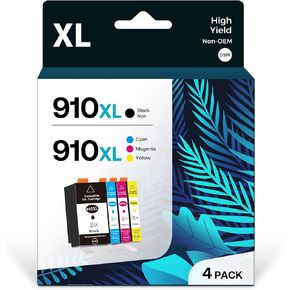 910XL Compatible Ink Cartridges Combo Pack for HP 910 XL Work with HP OfficeJet 8010 8015 8018 8022 OfficeJet Pro 8020 8025 8028 8035 (4 Pack)
