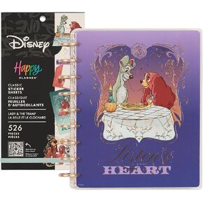مخطط سعيد Disney Disc-Bound 12 شهر يوليو. 2025-يونيو. 2026 حزمة مخطط لوحة القيادة الكلاسيكية مع حزمة ملصقات 30 ورقة ، والسيدة و tramp