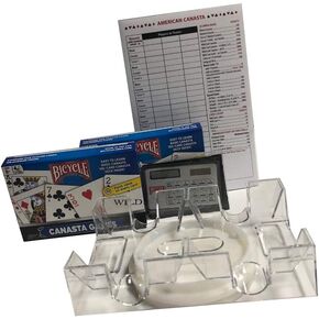 Bicycle Canasta Set w/ 4 Decks of Cards, Score Sheet, Revolving Card Tray and Calculator