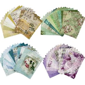 88 Sheets Scrapbooking Supplies- Relief Cowhide Texture Scrap Book Paper - 4 Pack Paper Crafts Supplies for Planner Junk Journal Mixed Media Collage Card Embellishments 3.9x5.5 Inch