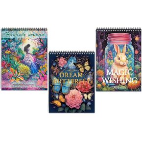 3pcs كتاب تلوين البالغين للنساء للاسترخاء حلزوني ملزمة واحدة من جانب الهدايا تصميم الفنون والحرف للنساء للاسترخاء والقلق والاكتئاب 84 صفحات التلوين الملونة من الفراشة الحلم