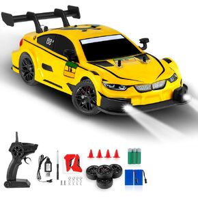 سيارة RC Drift Car ، 1:16 Scale Drifting Cars2.4GHz 4WD RC RACE CAR ، 40 KM/H عالي السرعة مركبة سيارات الانجراف ، رياضة السباقات للبنين ، الأطفال - 2 بطاريات قابلة لإعادة الشحن (أصفر)