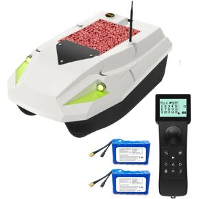 12V RC Fishing Bait Boat for Carp Fishing with GPS Auto Return, 3-Speed Gear, 2x15600mAh Batteries, Bottom Leak-Type Design, Low Battery Alarm, 100 GPS Points – Perfect for Bait and Hook Delivery