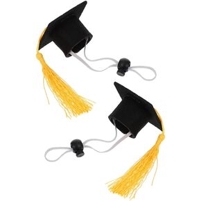 Gatuida 2pcs Pet Grad Hat Hat Black Graduation Hat with Red Tassel Pet Costume for Ginea Pigs ، Hedgehog ، Bird ، Turtles ، Hamster Small Animal Correate Assume for Photo Prop