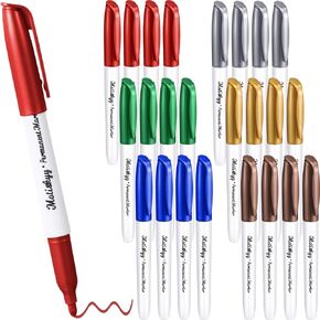 24 PCS علامات دائمة معدنية الجزء الأكبر: الذهب ، الفضة ، النحاس ، الأخضر المعدني ؛ نقطة دقيقة ، والاستخدام متعدد السطح ؛ مثالي للحرف اليدوية DIY ، صنع بطاقات الهدايا ، توضيح الفنان
