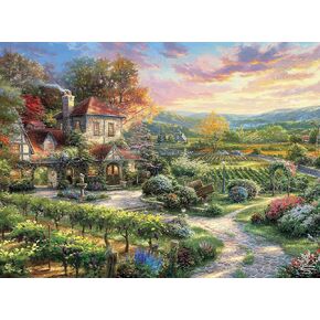 ألعاب Buffalo - Silver Select - Thomas Kinkade - Thomas Kinkade: Wine Country Living - 1000 قطعة من اللغز للبالغين - لغز التحدي المثالي لليالي اللعبة - الحجم النهائي هو 26.75 × 19.75