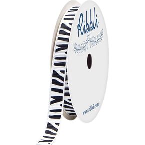 Ribbli Grosgrain White/Black Zebra Craft Ribbon ، 3/8 بوصة × 10 ياردة ، استخدام لتفريق الهدايا ، الديكور الحفلات ، أقواس الشعر ، كل الصياغة والخياطة