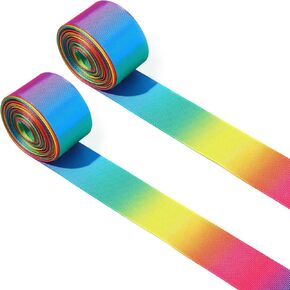 Rainbow Grosgrain Ribbon, 2 Rolls 1-1/2" X 10 Yards Fabric Ribbon for Gift Wrapping, Gradient Colorful Ribbon for Pride Month Craft, Garland Flower Bouquet Wedding Birthday Baby Shower Décor DIY Bow