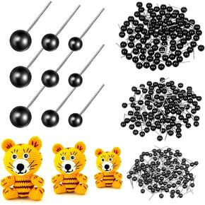 SewAcc Eye Black Crafts Eyes 300pcs Mini Black Eyes Kits Beans Type Eleme Element Blast Plastic Safety Eyes for Puppets Making Eedle Corping Crafts (4mm ، 5mm ، 6mm) عيون زجاجية شعر
