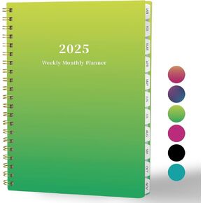 Ymumuda 2025 Planner Weekly Monthly, JAN.2025 to DEC.2025, 12 Months, 8.5" X 11", 2025 Large Monthly Calendar Planner with Spiral Bound, Excellent for School Office Supplies, Yellow Green