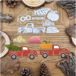 Pumpkin Holidays Layer Truck Metal Die Cuts,Merry Christmas Tree Cutting Dies Cut Stencils DIY Scrapbooking Decorative Embossing Paper Scrapbooking Card Making