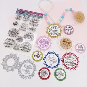 Alinacutle 2pc Flower&Leaf Frame Metal Cutting Die Cuts +1PC Happy Birthday Clear Stamps for Paper Craft Handmade Greeting Cards Making Scrapbooking and Album for Gift Card