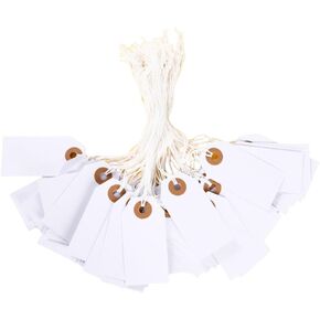 150 Pack White Blank Tags with String Marking Hang Tags Attached Reinforced Hole Writable Blank Tags as Price Tags Shipping Tags Inventory Tags Gift Tags 2.75'' x1.37'' for All Occasions