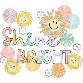 Summer Shine Shine Bright Sun Bulletin Poard Cloted Sun Paper Clatouts مع 100 PCS Points Glue Points Cute Sunshine Cuts for Classroom Home Party Supplies ، 45 pcs