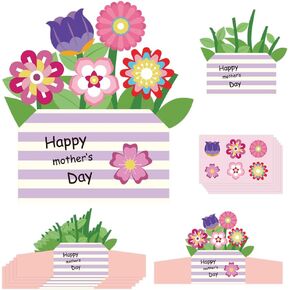 Baisdy 28pcs Mother's Day Craft Kit For Kids Flower Bouquet Kit ، هدية لأمي الورق الورق Make Flower Kit لتوفيات الحفلات المدرسية في فصل عيد الميلاد