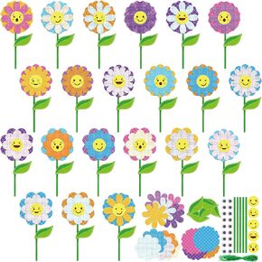 Kathfly 400 PCS زهرة الحرف اليدوية مجموعة DIY اصنع عصي زهرة الربيع الخاصة بك معلقة الحرف الزخرفة الحرف الكبيرة لأنشطة الترفيه المنزلية العطلة أنشطة عيد الأم ديكورات عيد الأم