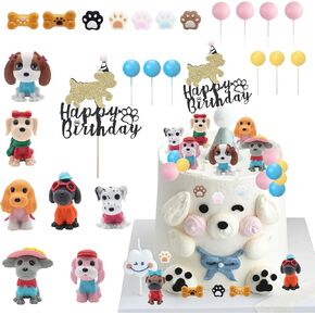 33 PCS Dog Party Supplies Puppy Birthday Theme Party Supplies Dog Cake Topper
