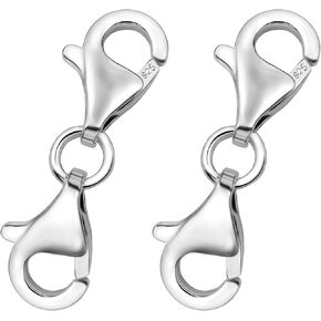 925 Clasps sterling Silver Lobster Claw Clasps - قلادة تصميم مزدوجة الطرف ، قلادة قلادة وإغلاق ، موسع سوار قلادة مناسب لصنع المجوهرات DIY
