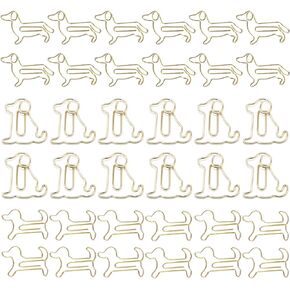 Hesena 102 Pcs Gold Cat Metal Paper Clips, Cute Animals Originality PaperClips, Fun Office and School Supplies for Organizing Documents (Gold -Cat)