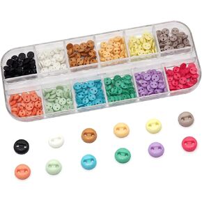 300 PCS أزرار راتنج صغيرة 5 مم (3/16 ") 2 ثقب زر راتنجات راتنجات ميني لملابس ملحقات الخياطة DIY يدوي أدوات المساعدة للدمى (12 لونا مختلطة/300 جهاز كمبيوتر ، 5 مم (3/16"))