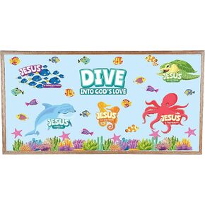 Under the Sea VBS Classroom Bulletin Set - 36 قطعة ، مدرسة الكتاب المقدس 2024