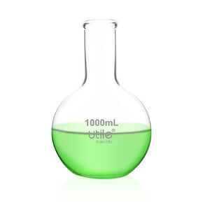 Utile 2pcs of Flat Bottom Flasks, 250ml 500ml Narrow Mouth Glass Flasks,Lab Boiling Flasks with Printed Graduation for Lab Science 4012.9014.1