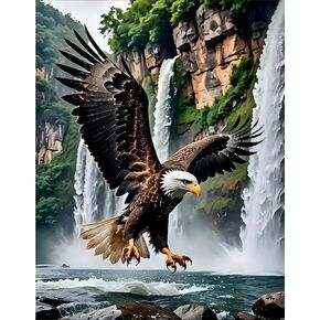 Askkqtx Eagle Diamond Art Kits للبالغين ، وأطقم الطلاء الماس الشلال للمبتدئين ، DIY 5D كامل الحفر الكريستال راين الجوهرة الزخرفة المنزل ديكور 12x16 بوصة