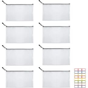 8pcs mesh zipper bacs bags a4 zipper file file bag bag bag bash board games redable redable stuse stusions for travel school school evelds and home stored.