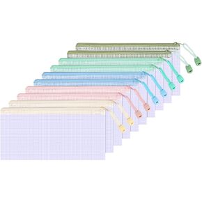 حقائب حقيبة السوستة 10pcs Mesh Szipper ، حقيبة حقيبة مقاومة للماء A5 بحجم A5 ، أكياس سحاب لتخزين المنظمة ، أكياس بلاستيكية واضحة لتنظيم الفصول الدراسية وتخزين المكاتب المدرسية (A5)