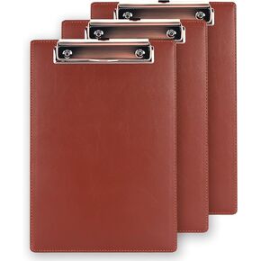 حافظة A5 ، 3 حزمة PU Clipboards مع فتحة معلقة للمكتب أو المدرسة أو المطعم ، بني