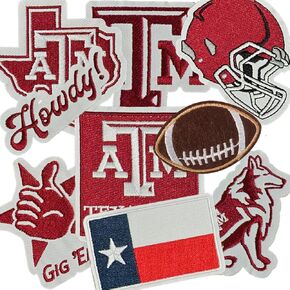 9pcs Texas Iron on Patches ، بقع كرة القدم للجينز ، القمصان ، حقائب الظهر ، القبعات والمزيد (أجهزة الصراف الآلي)