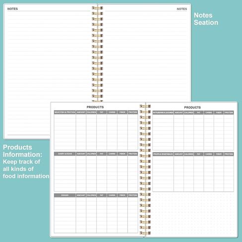 Weekly Meal Planner - A5 Weekly Meal Prep Journal with Shopping and Grocery Lists, 186 Pages Healthy Diet & Weight Loss Tracking, Undated, 52 Weeks, Lasts 1 Year, Blue Flower in Saudi Arabia
