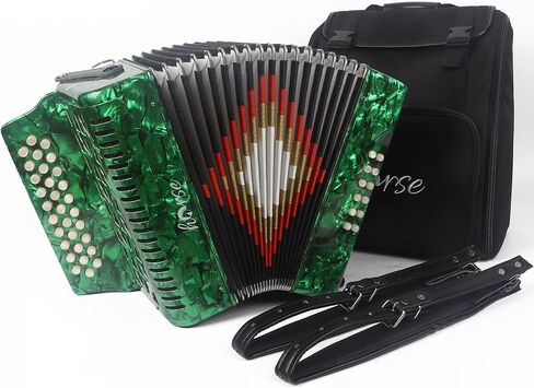 31 Key Accordion, 12 Bass 3 Row FBE Diatonic Accordion Accordion Push-Pull Instrument for Adult with Carrying Case and Strap Celluloid in Kuwait
