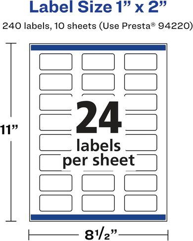 Avery Matte Clear Rectangle Labels مع خلاصة مؤكدة ، 1 "× 2" ، والعدد 240 ، وطباعة إلى الحافة ، والليزر/الحبر القابلة للطباعة in Kuwait