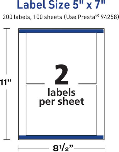 Avery TrueBlock Matte White Rectangle Labels with Sure Feed, 5" x 7", 200 Matte White Labels, Laser/Inkjet Printable Labels, Great for Packaging and Product Labels in Saudi Arabia