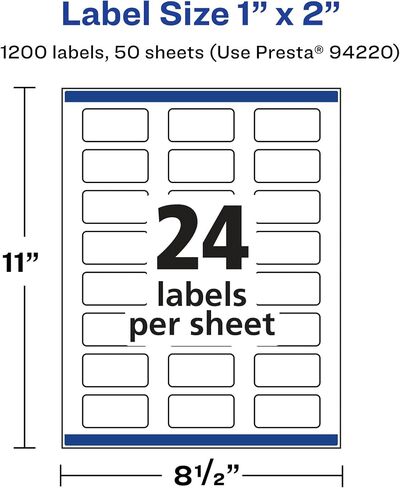 Avery Matte Clear Rectangle Labels مع خلاصة مؤكدة ، 1 "× 2" ، والعدد 240 ، وطباعة إلى الحافة ، والليزر/الحبر القابلة للطباعة in Kuwait